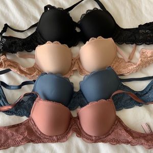 Lightly Lined Demi Bras, Set of 4